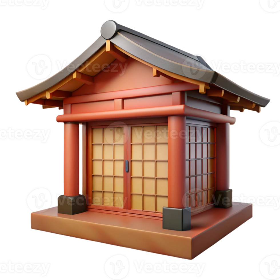 fascinating iconic Traditional Japanese house sliding door, wood and paper, with Transparent Background png
