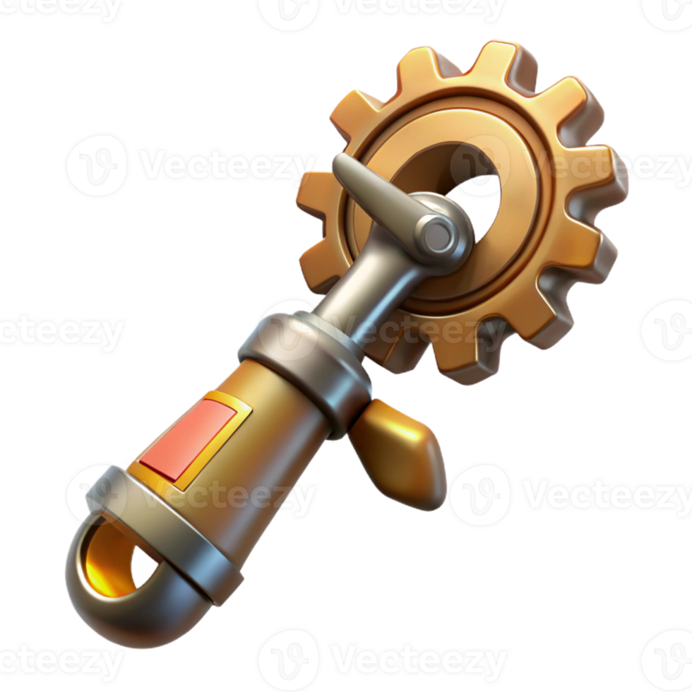 spectacular modern Steampunk wrench with adjustable gears and a brass handle with Transparent Background premium png
