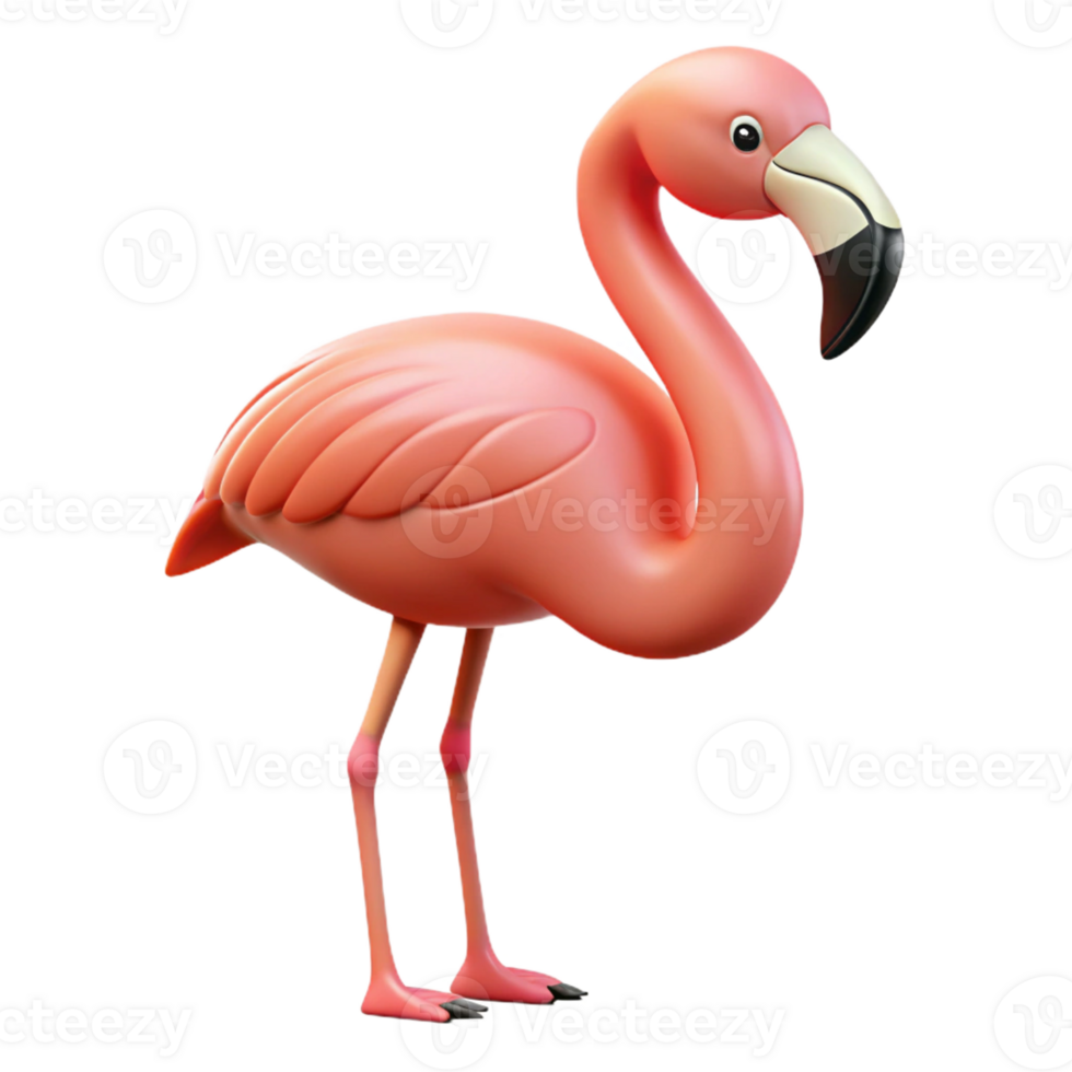 exceptional art deco Ultra-detailed, hyper-specific isolated cutout of a single flamingo, standing on one leg with Transparent Background detailed png