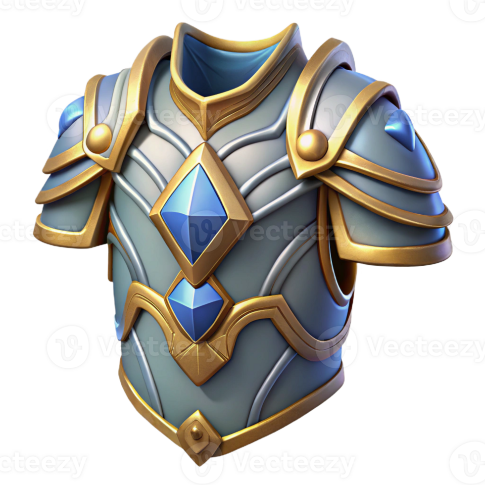 serene baroque Mythical Armor, set of individual armor pieces with Transparent Background artisan png