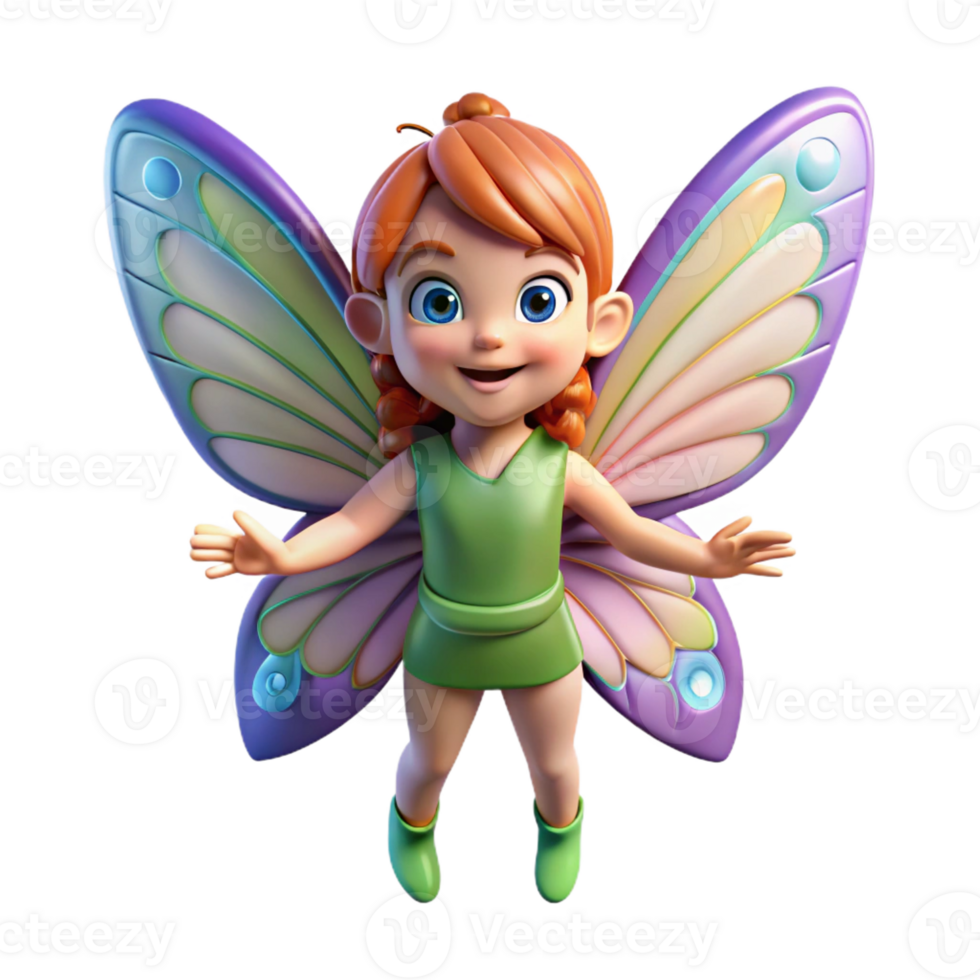 joyful mesmerizing A playful pixie with butterfly wings, with Transparent Background impeccable png