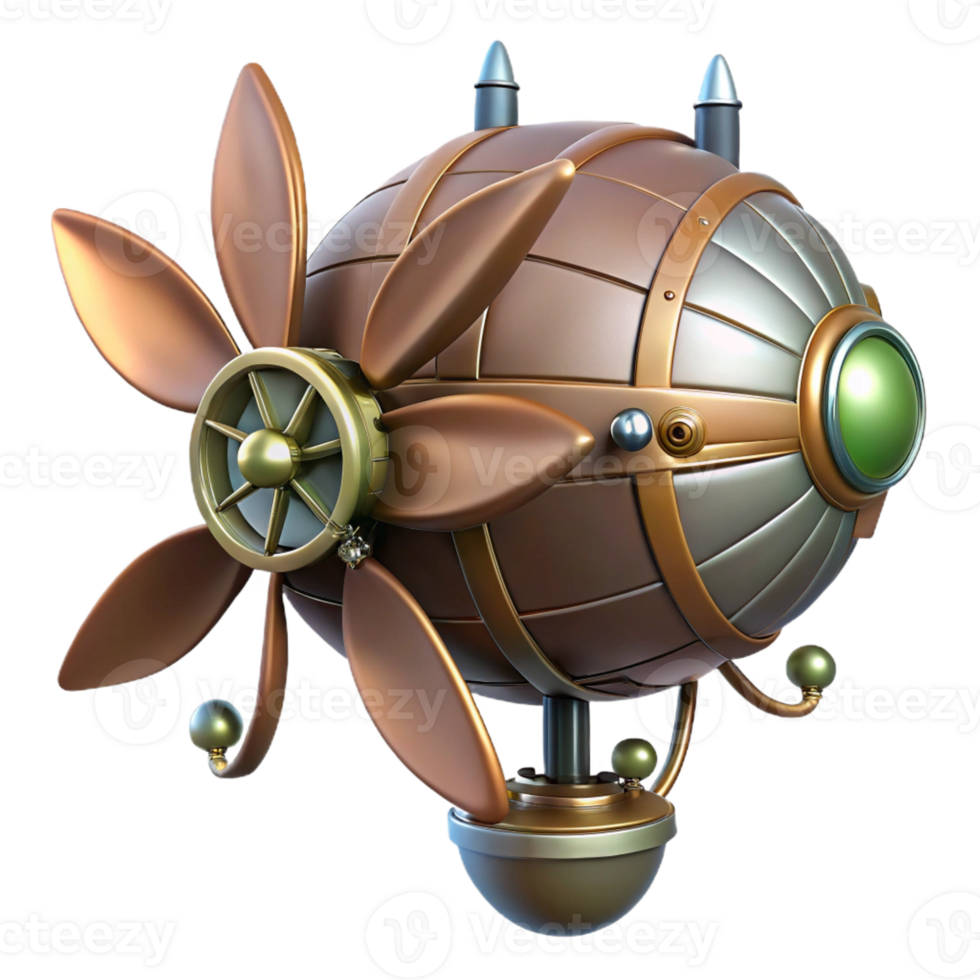 notable tropical Steampunk dirigible propeller with multiple blades and a central hub with Transparent Background high quality png