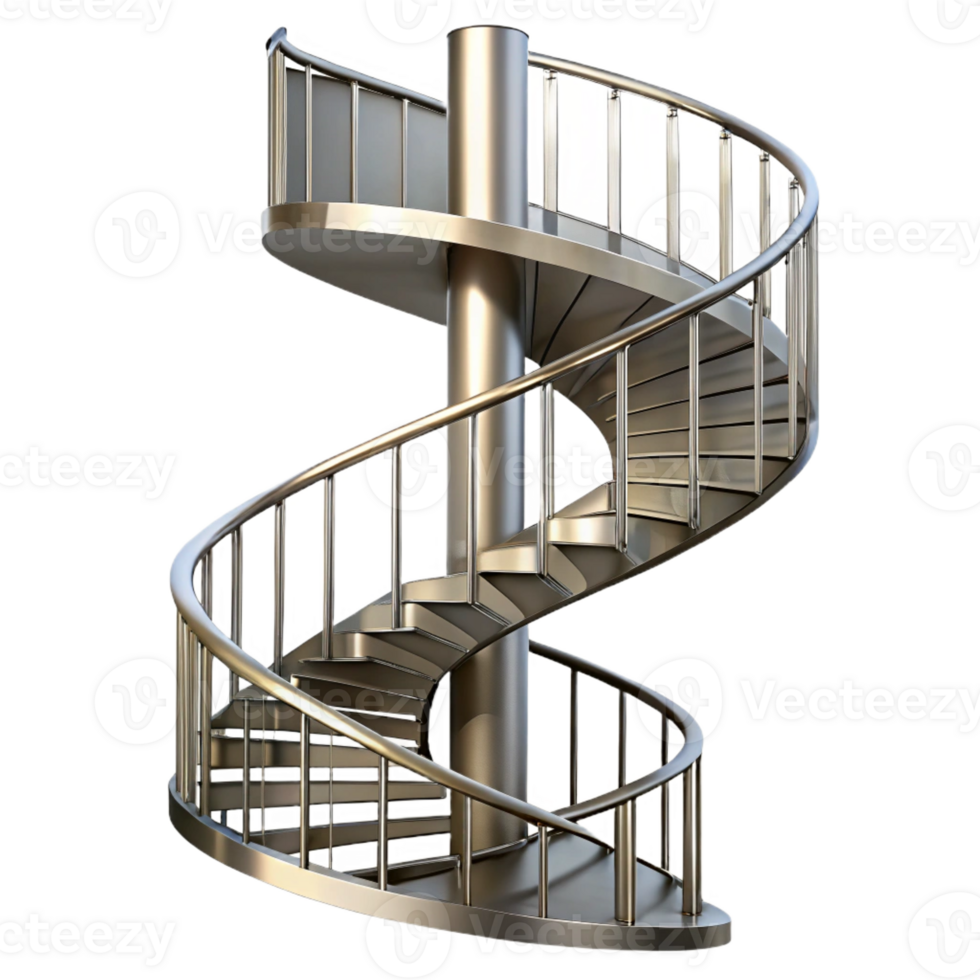 harmonious alluring Spiral staircase, metal, with Transparent Background expertly shot png