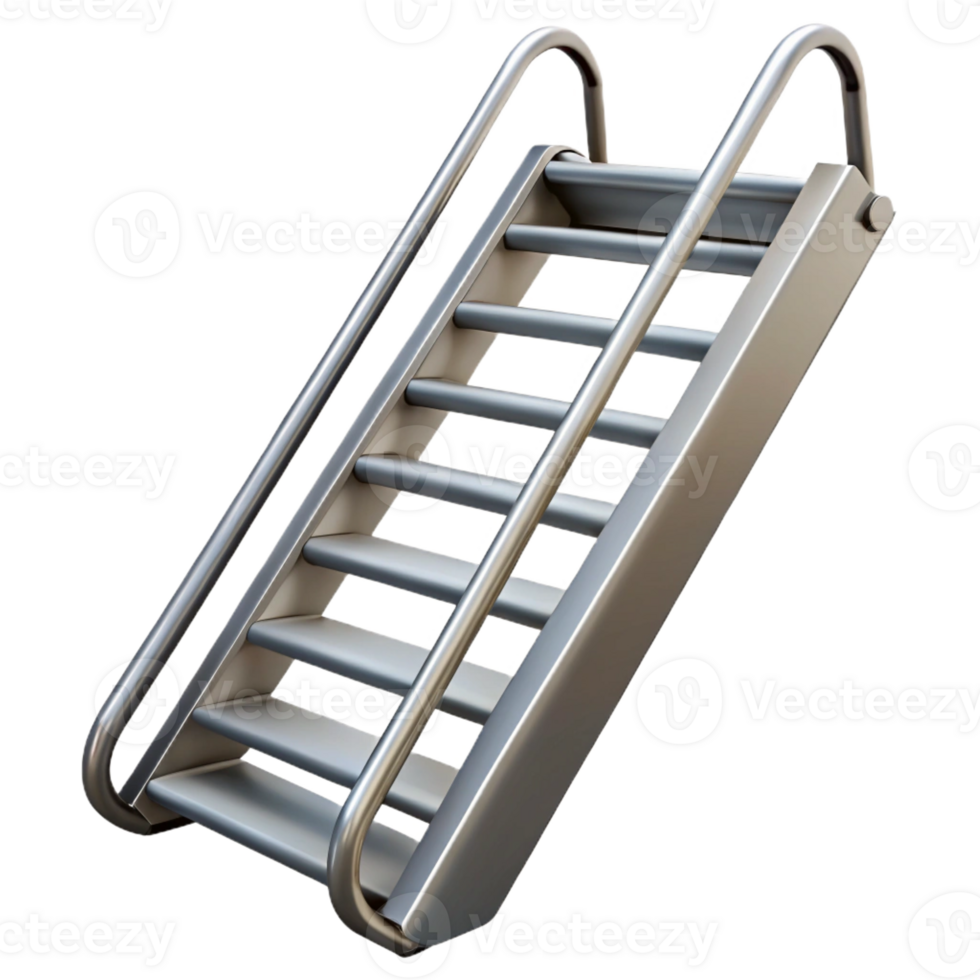 inspired modern Fire escape ladder, metal, with Transparent Background sharp png
