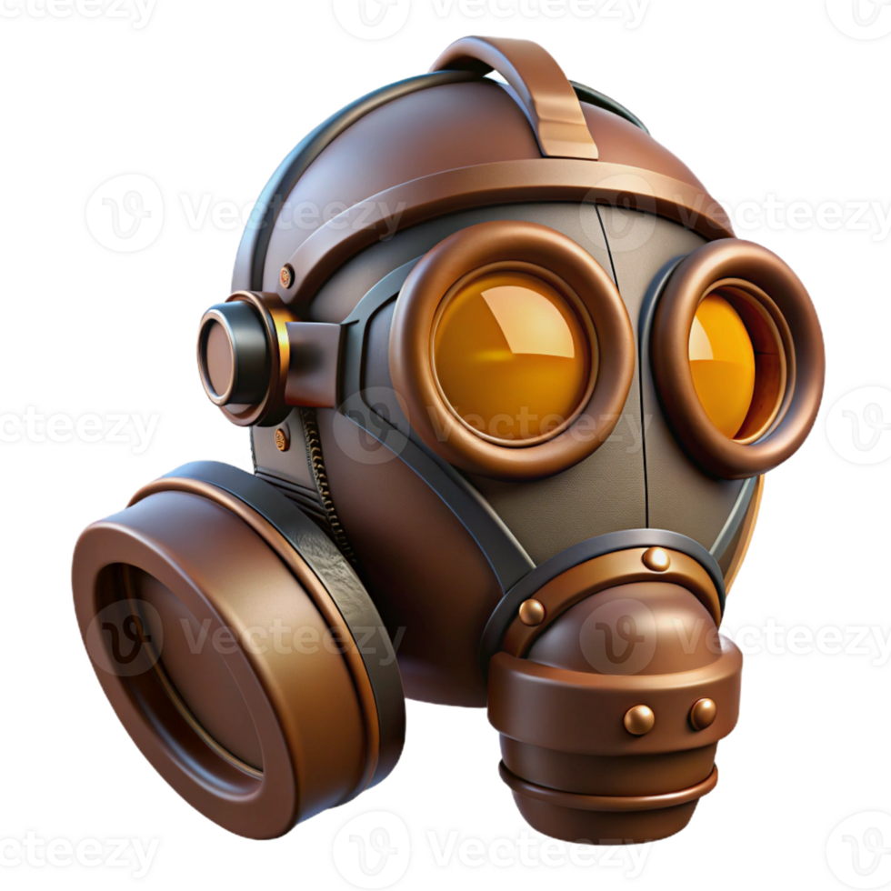 stunning urban Steampunk gas mask with tinted lenses and a filter canister with Transparent Background top-tier png