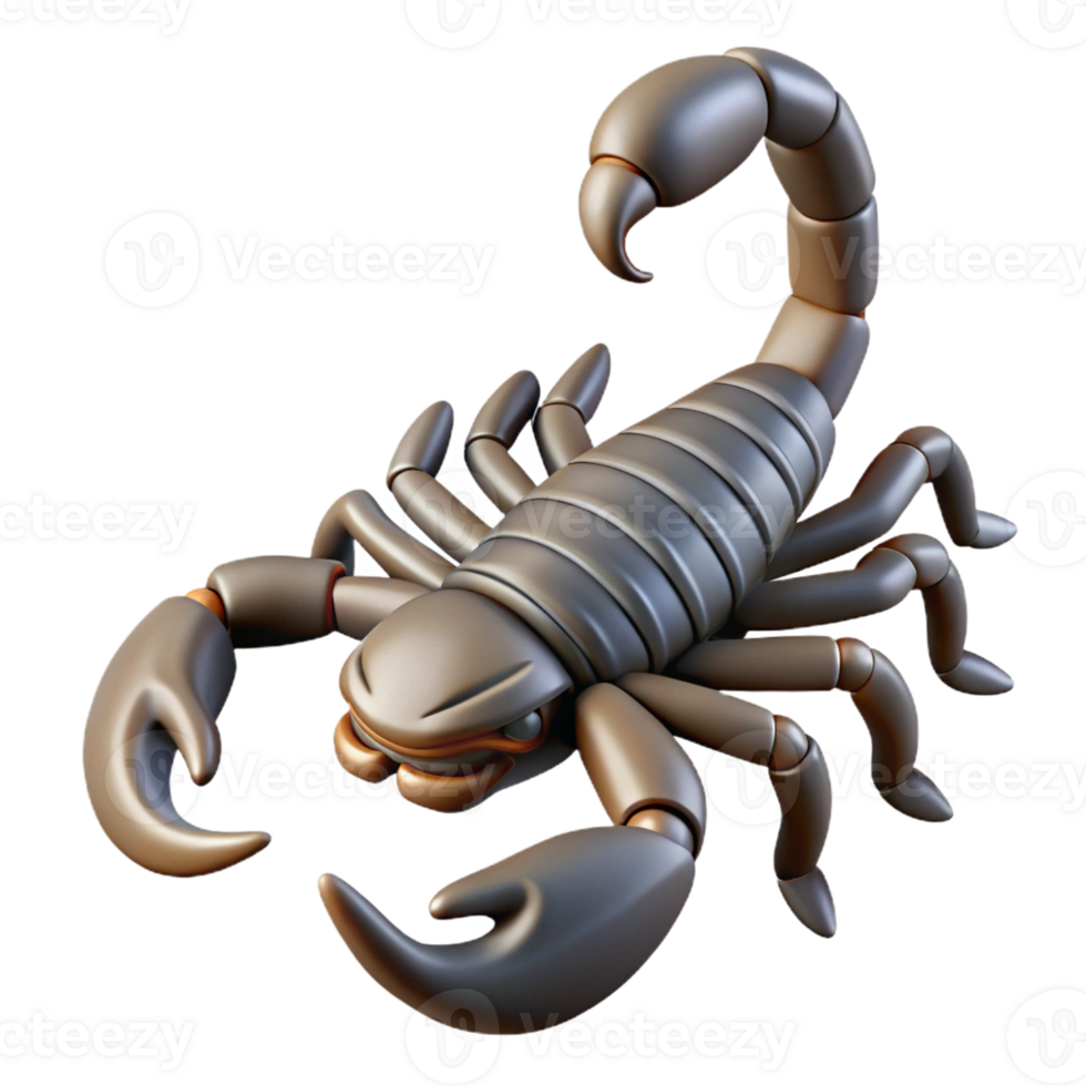 ethereal impressive Concept art style, isolated cutout of a hyper-specific scorpion, tail raised with Transparent Background high resolution png