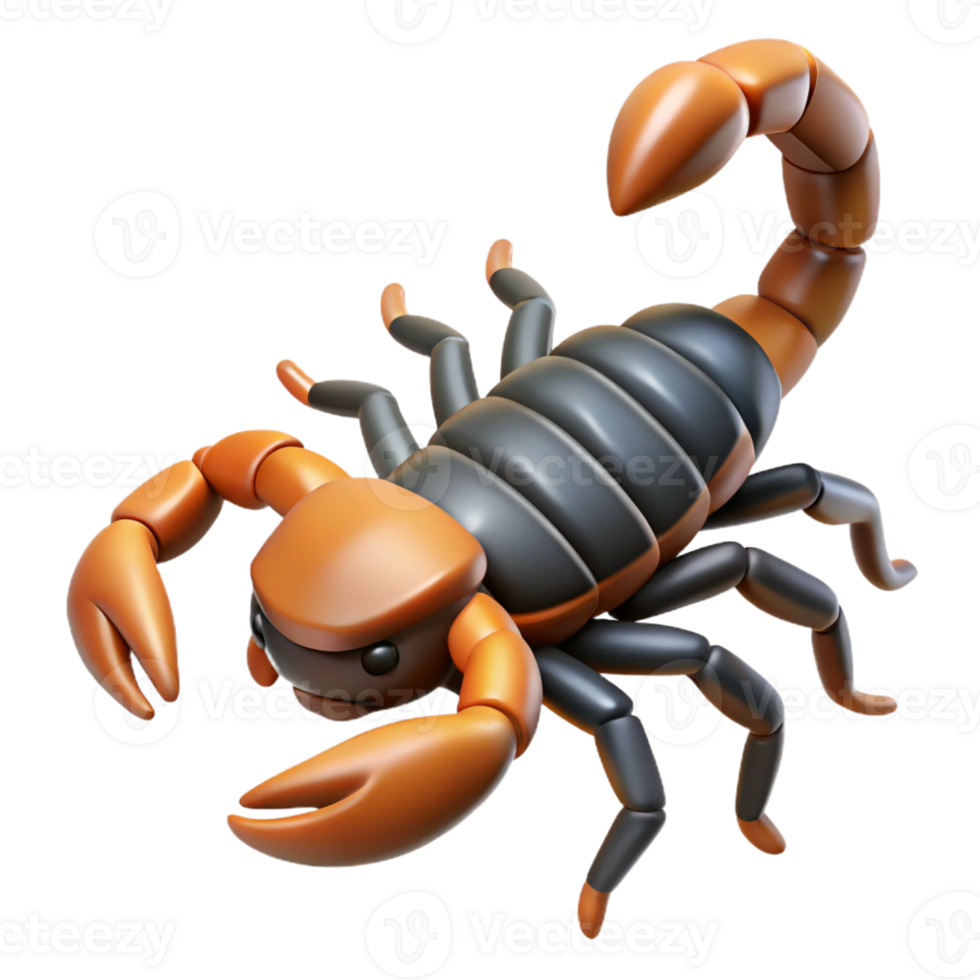 gorgeous dreamy avant-garde Concept art style, isolated cutout of a hyper-specific scorpion, tail raised with Transparent Background high quality png