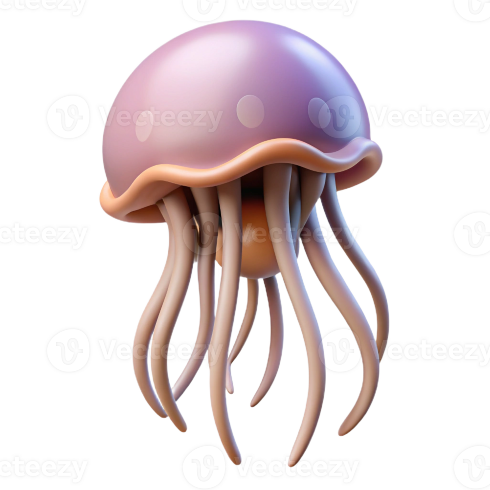 harmonious immaculate Concept art style, isolated cutout of a hyper-specific jellyfish, drifting with Transparent Background genuine png