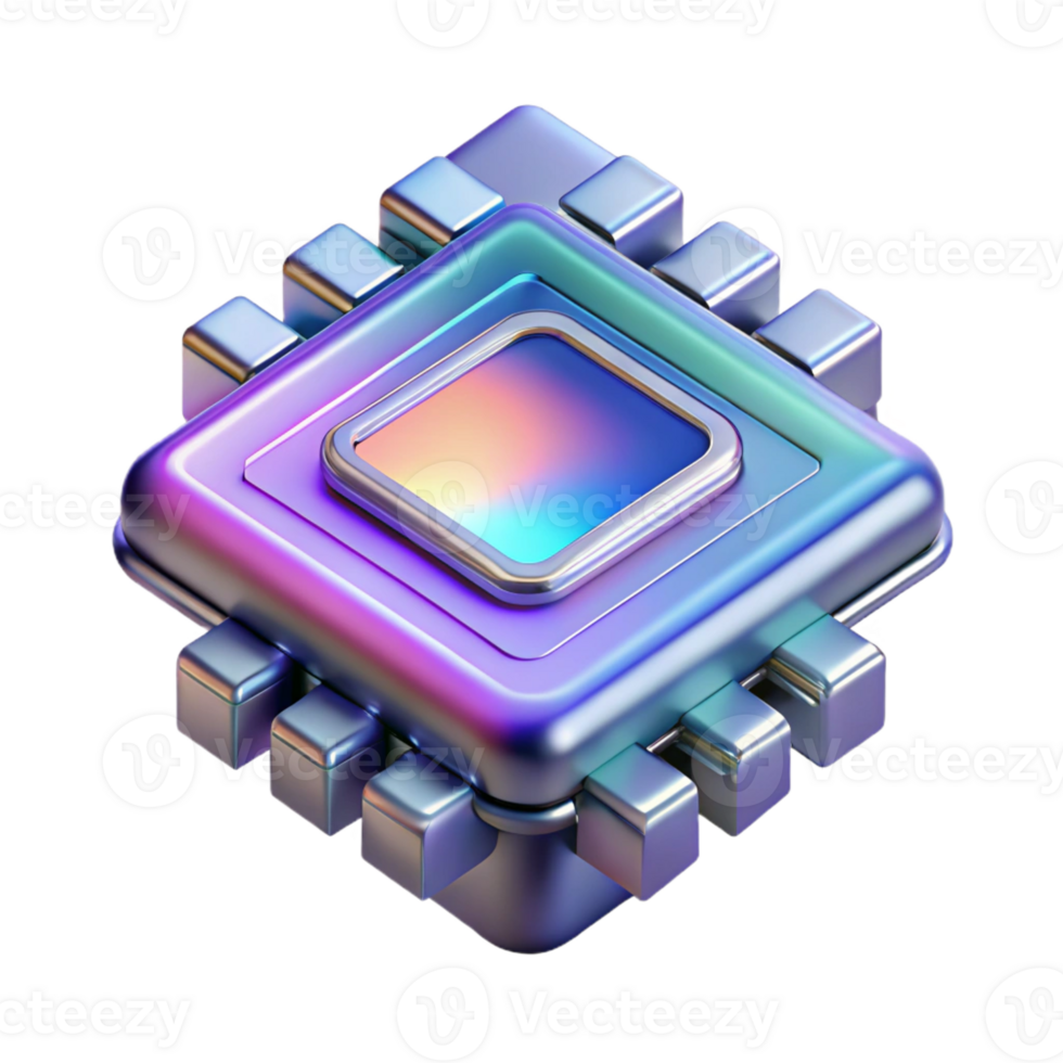 celebrated surreal Ultra-detailed, isolated cutout of a futuristic holographic data chip, concept art style with Transparent Background refined png