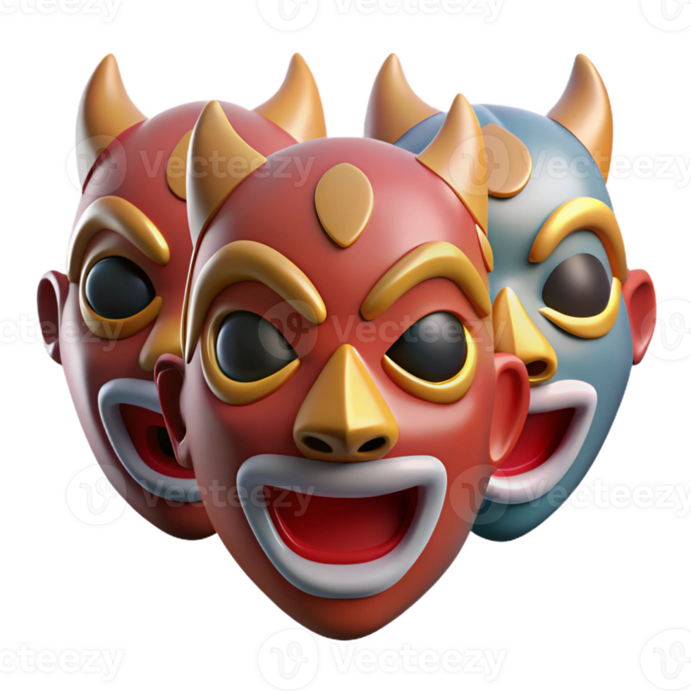 pristine sought-after Mythological Masks, set of individual masks with Transparent Background png