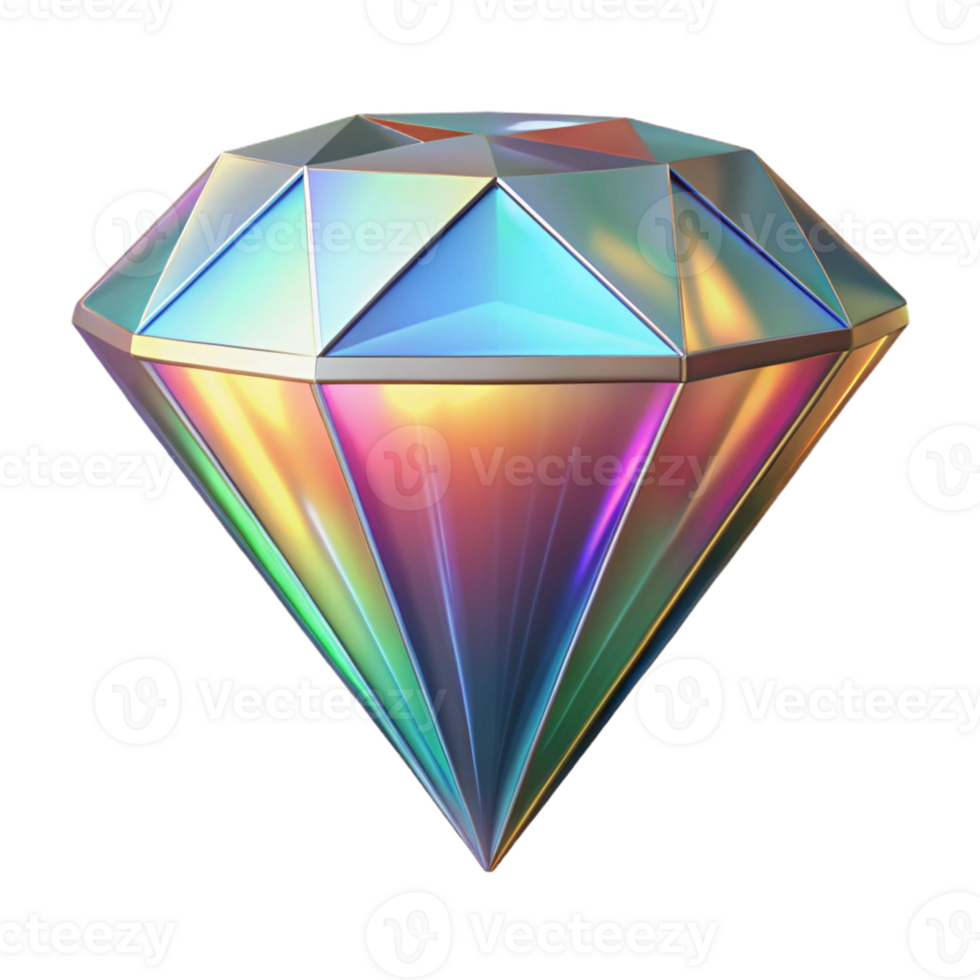 dramatic serene A single, realistic, diamond with a rainbow sheen with Transparent Background sharp png