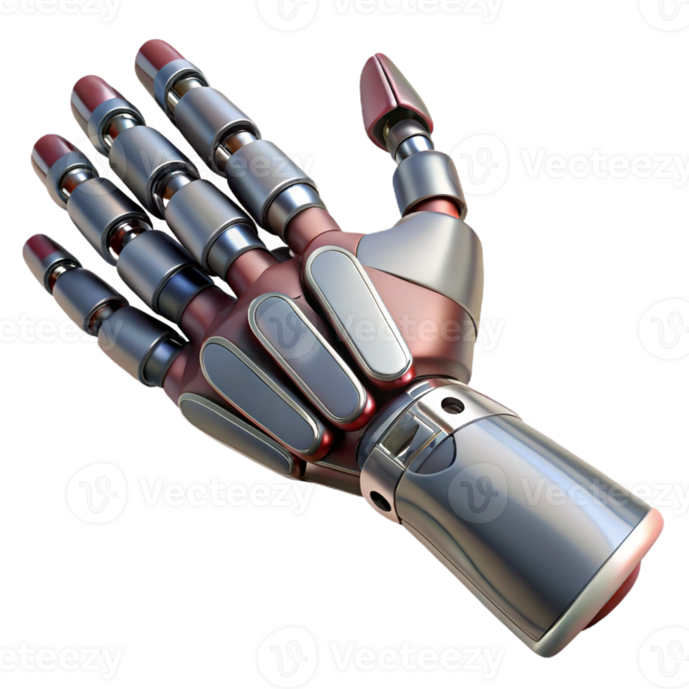 impressive renaissance Photorealistic, ultra-detailed, hyper-specific professional render of a biomechanical prosthetic arm, isolated cutout with Transparent Background handcrafted png