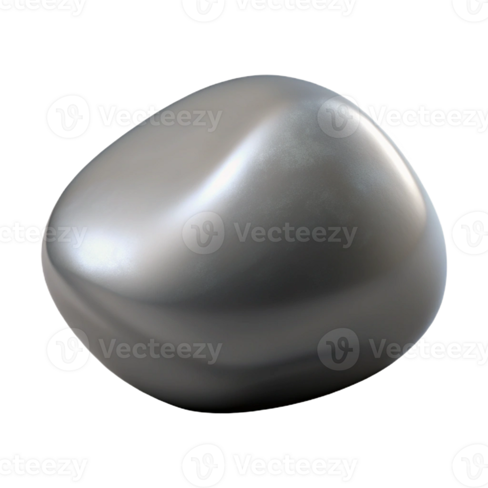 elegant baroque Photorealistic hyper-specific image of a single polished river stone, grey and smooth, with Transparent Background impeccable png