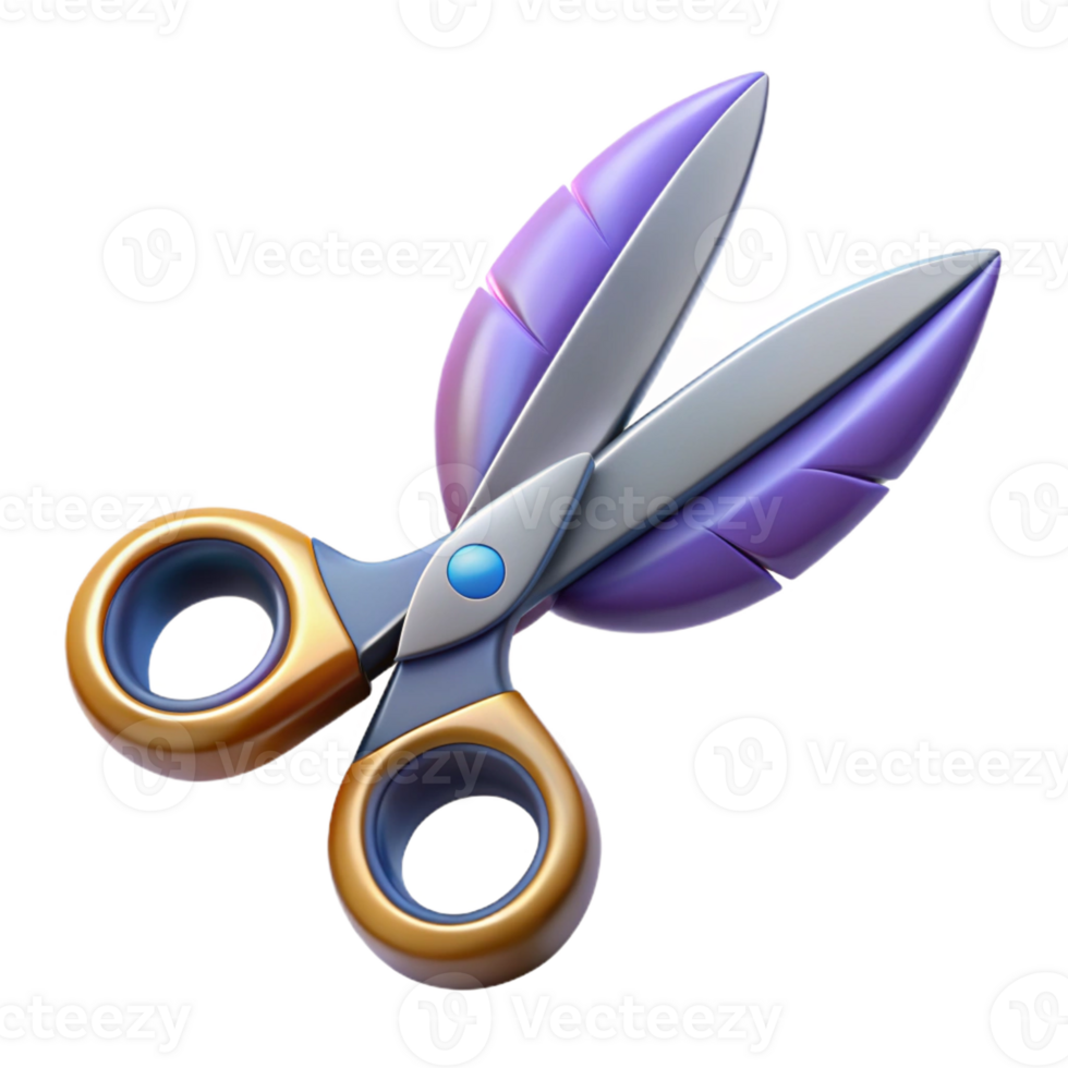 immaculate impressionist Ultra-detailed, concept art style, isolated cutout of a levitating pair of scissors with blades made of razor-sharp feathers with Transparent Background fine detail png