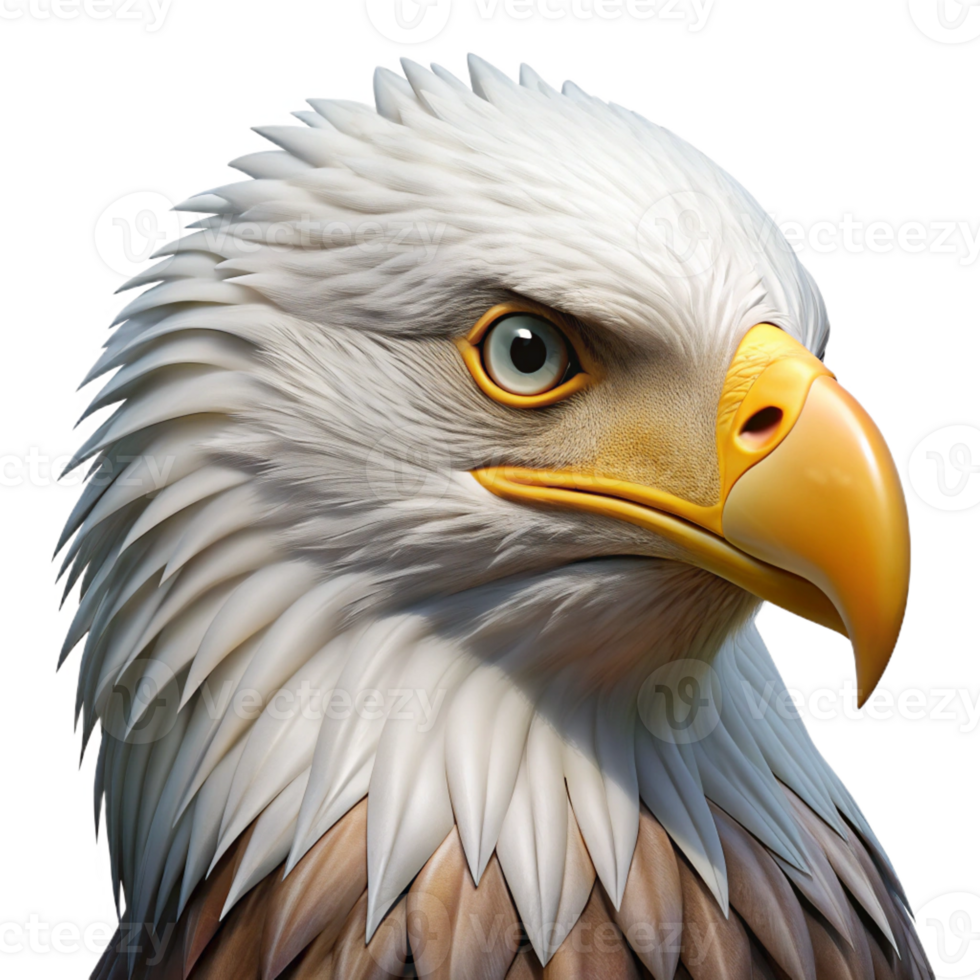 gorgeous joyful gothic A majestic bald eagle, close up, detailed feathers, intense gaze with Transparent Background elite png