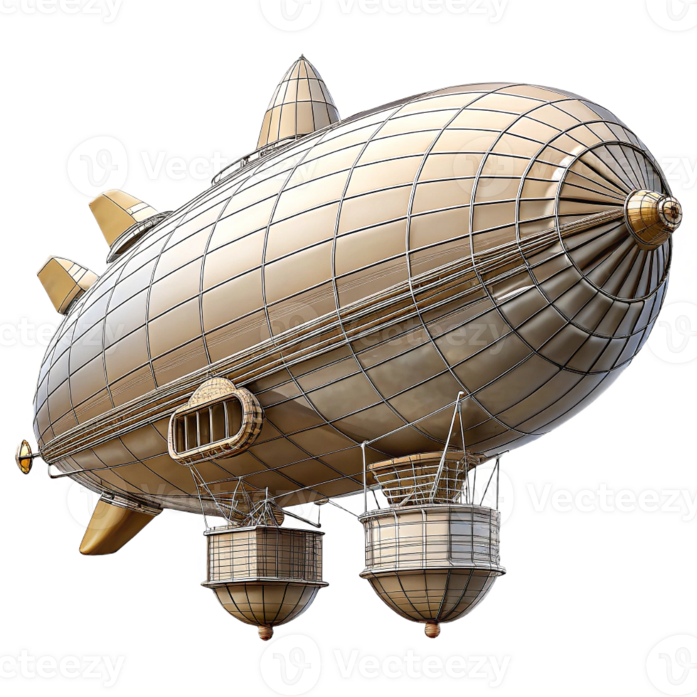hypnotic impressionist Steampunk zeppelin blueprint with detailed schematics and annotations with Transparent Background impeccable png