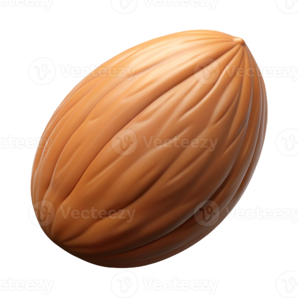 rare abstract Hyper-specific professional render of a single almond Isolated cutout with Transparent Background top-tier png
