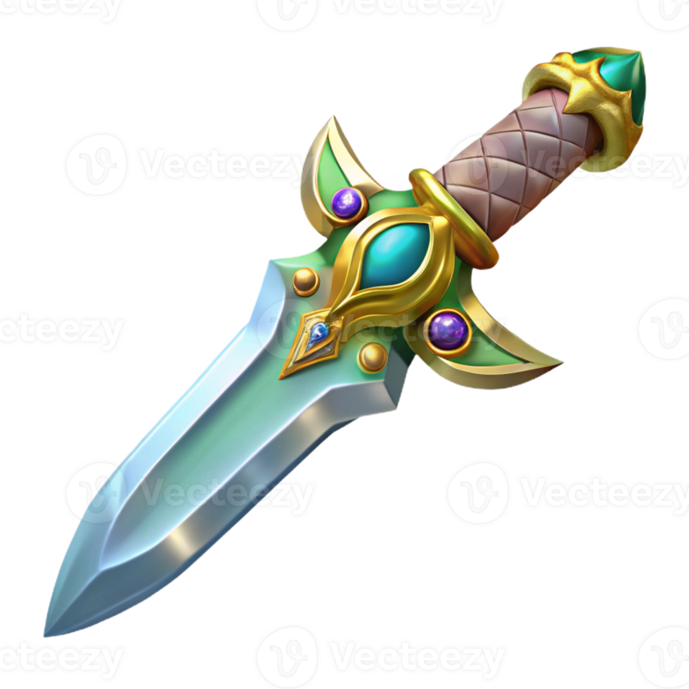 joyful mesmerizing A detailed, ornate, jeweled dagger with Transparent Background crisp png