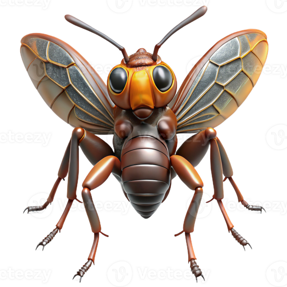 iconic retro Hyper-specific, professional render of a genetically engineered alien insect, photorealistic, isolated cutout with Transparent Background refined png
