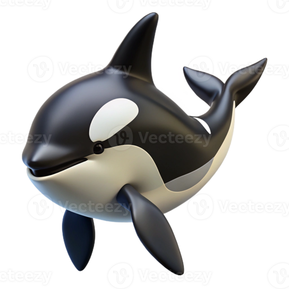 mesmerizing art deco Killer whale orca, black and white, dorsal fin with Transparent Background detailed png