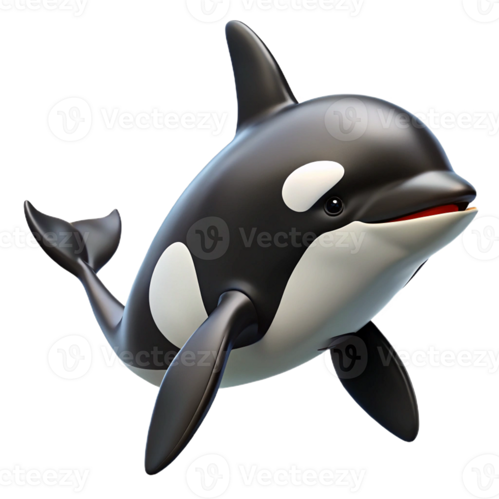 gorgeous bold nordic Killer whale orca, black and white, dorsal fin with Transparent Background precision png