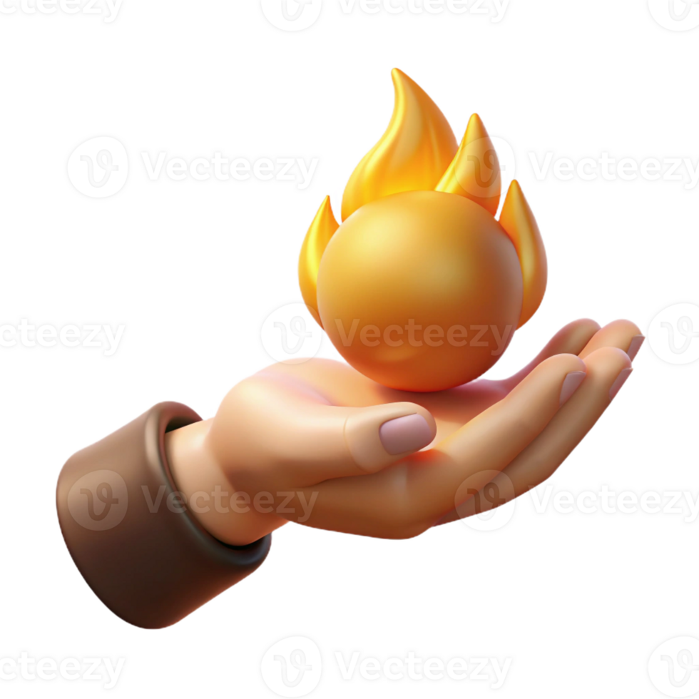 immaculate whimsical urban A hand holding a fireball, with Transparent Background flawless png