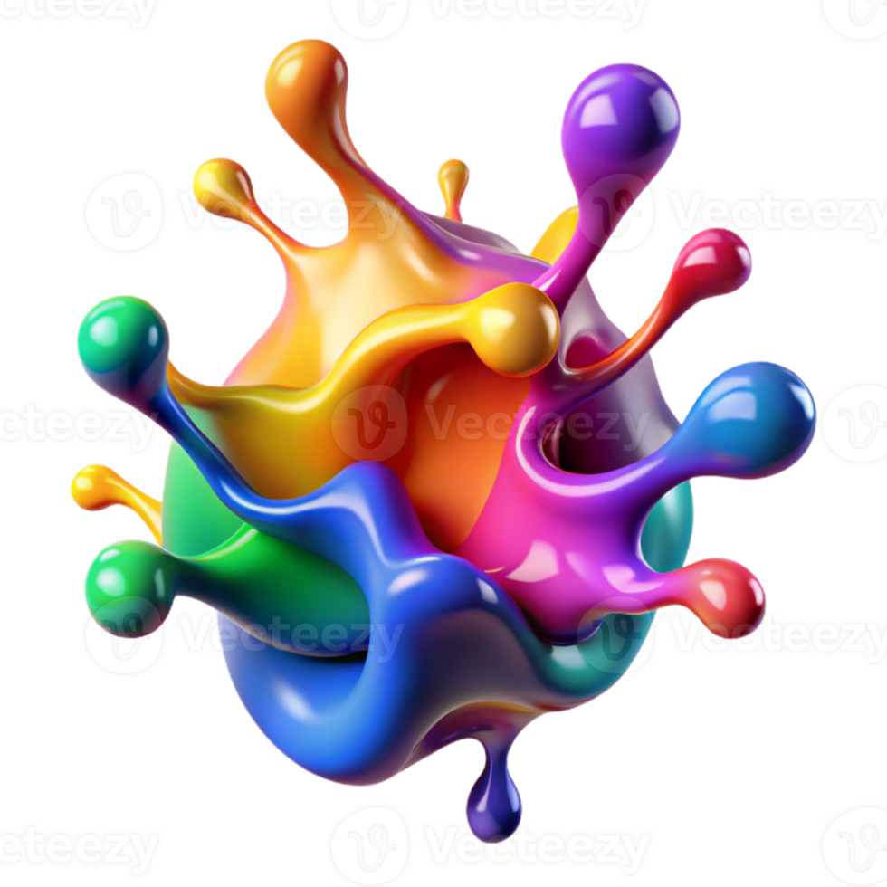 joyful enchanting A splash of vibrant, multi-colored paint with Transparent Background refined png