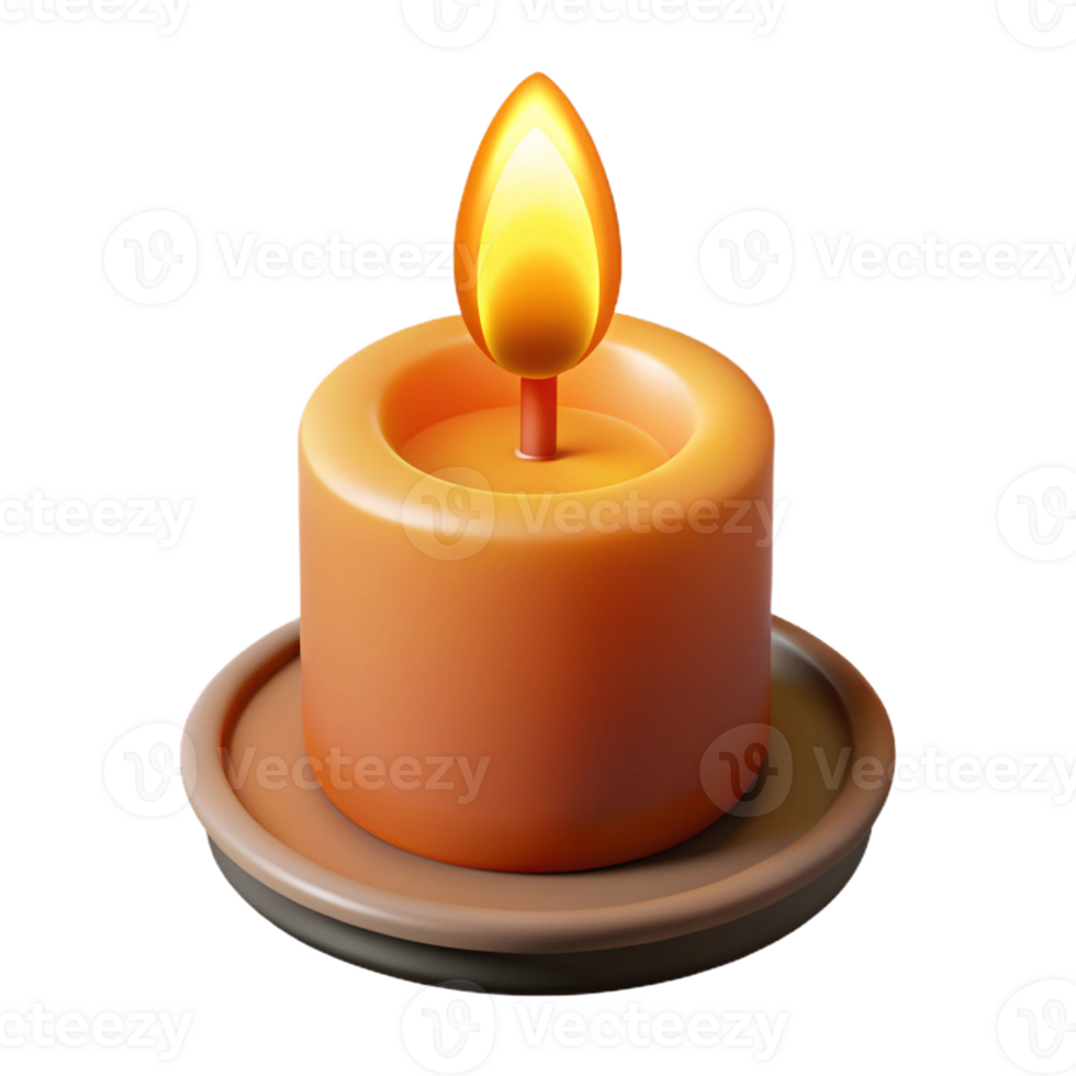 mesmerizing quintessential A single, burning candle flame, flickering gently with Transparent Background png