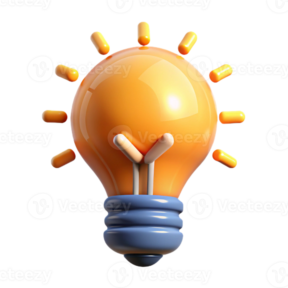 pristine inspired A stylized lightbulb, with a glowing filament, representing an idea with Transparent Background png