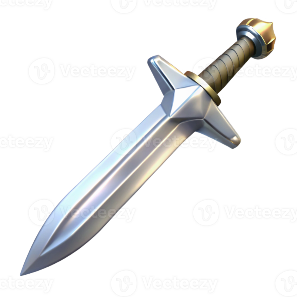 magnificent bold abstract A single, gleaming silver longsword, ornate hilt with Transparent Background museum quality png