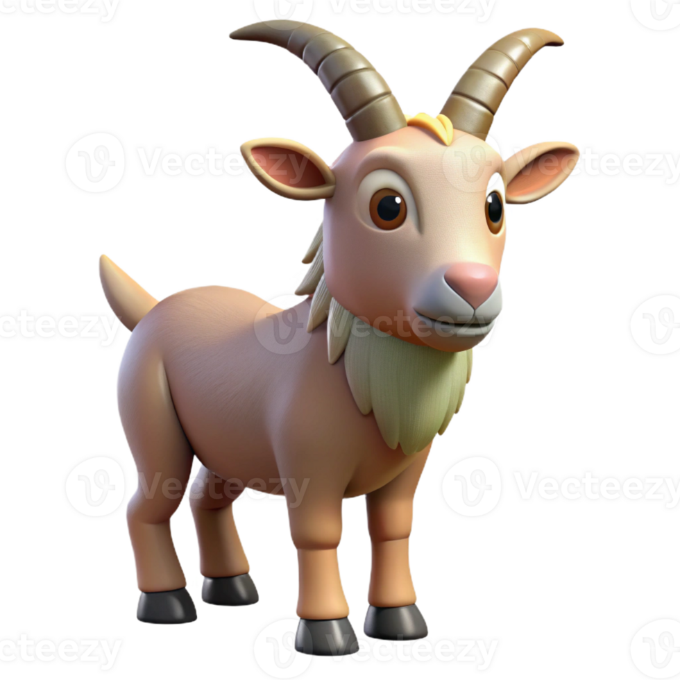 immaculate art deco Goat, billy goat, horns and beard with Transparent Background original png