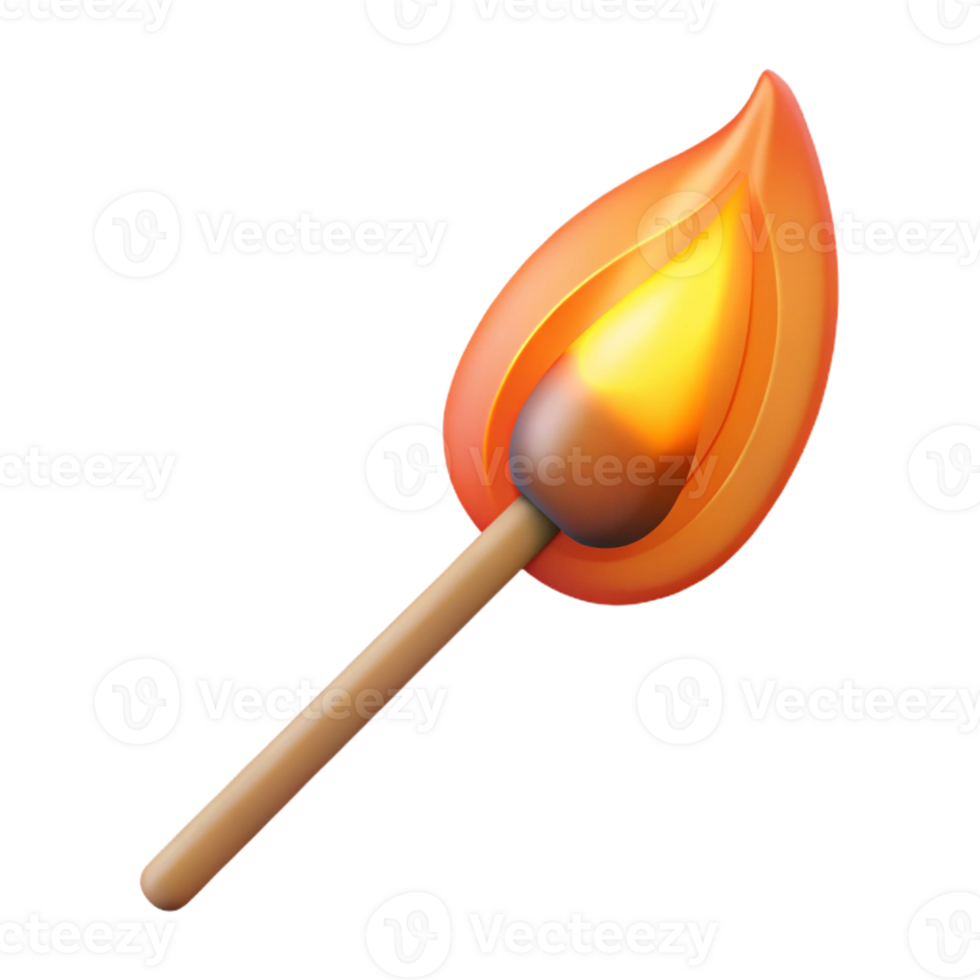 timeless artistic A single, burning matchstick, with a flickering flame with Transparent Background gallery standard png