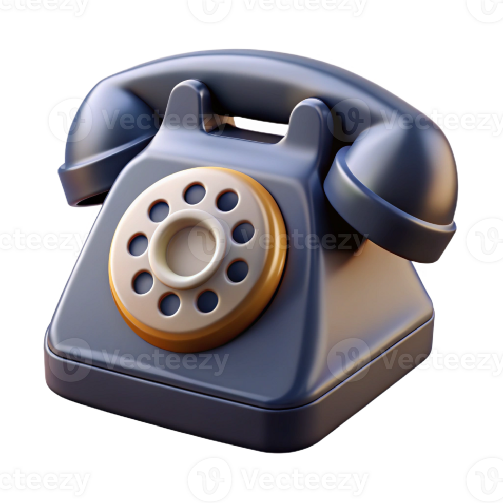 intense spectacular A stylized phone icon, a classic rotary phone, made of black plastic with Transparent Background gallery standard png
