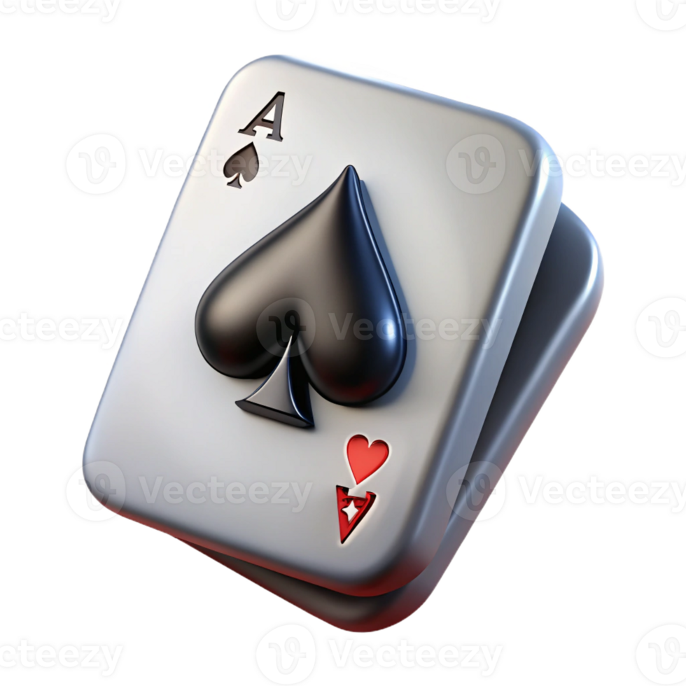 radiant joyful modern A single, realistic playing card, the Ace of Spades with Transparent Background top-tier png