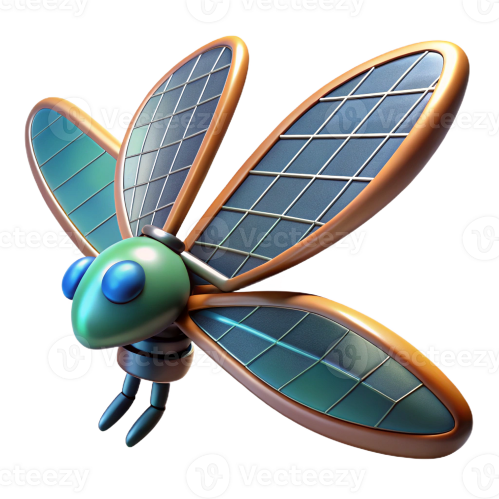hypnotic art deco Photorealistic, ultra-detailed isolated cutout of a biomechanical dragonfly wing with solar panels and energy storage with Transparent Background exclusive png