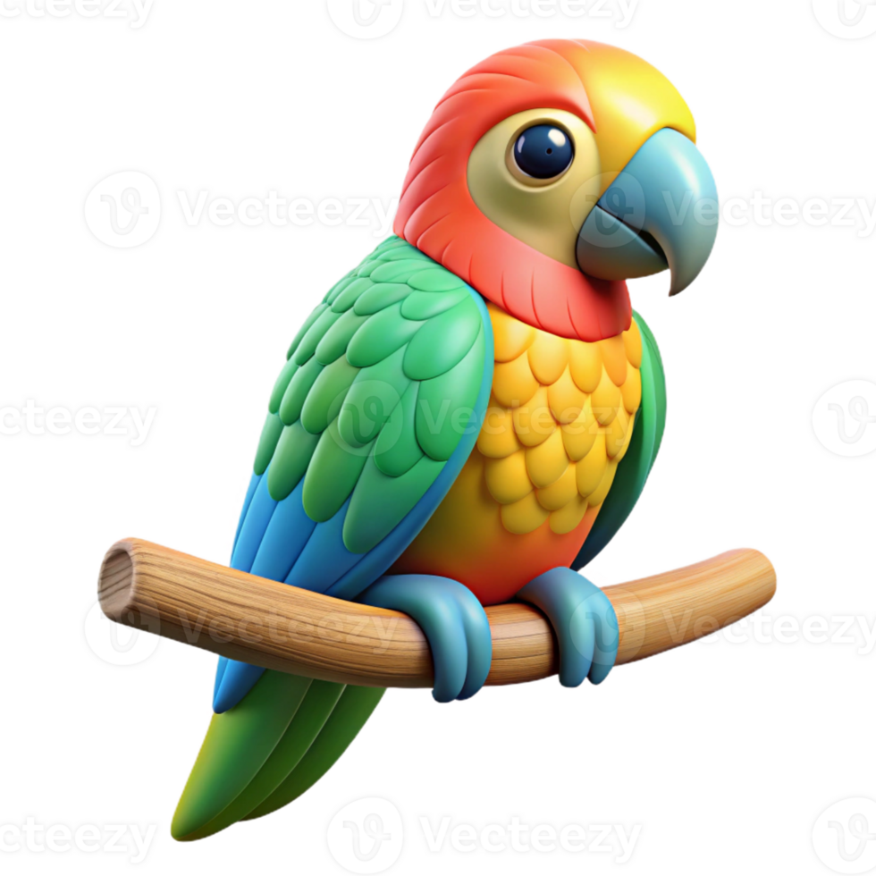 hypnotic remarkable Parrot, colorful feathers, perched on a branch branch not visible with Transparent Background png