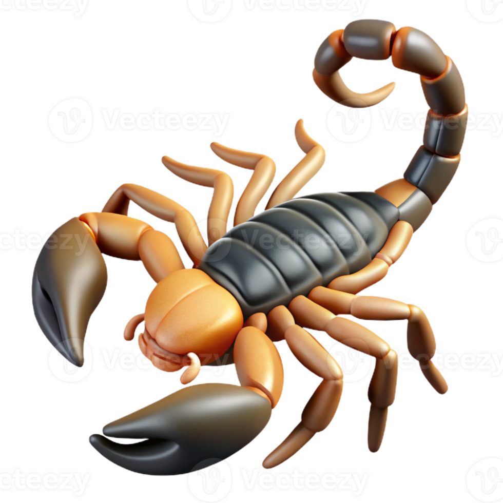 iconic impressionist Scorpion, raised tail, venomous stinger with Transparent Background studio quality png