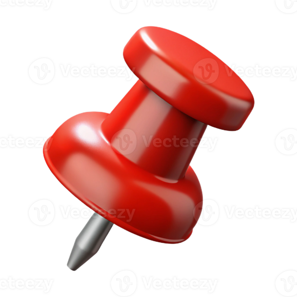 pristine standout A single, realistic pushpin, with a red head and a sharp point with Transparent Background png