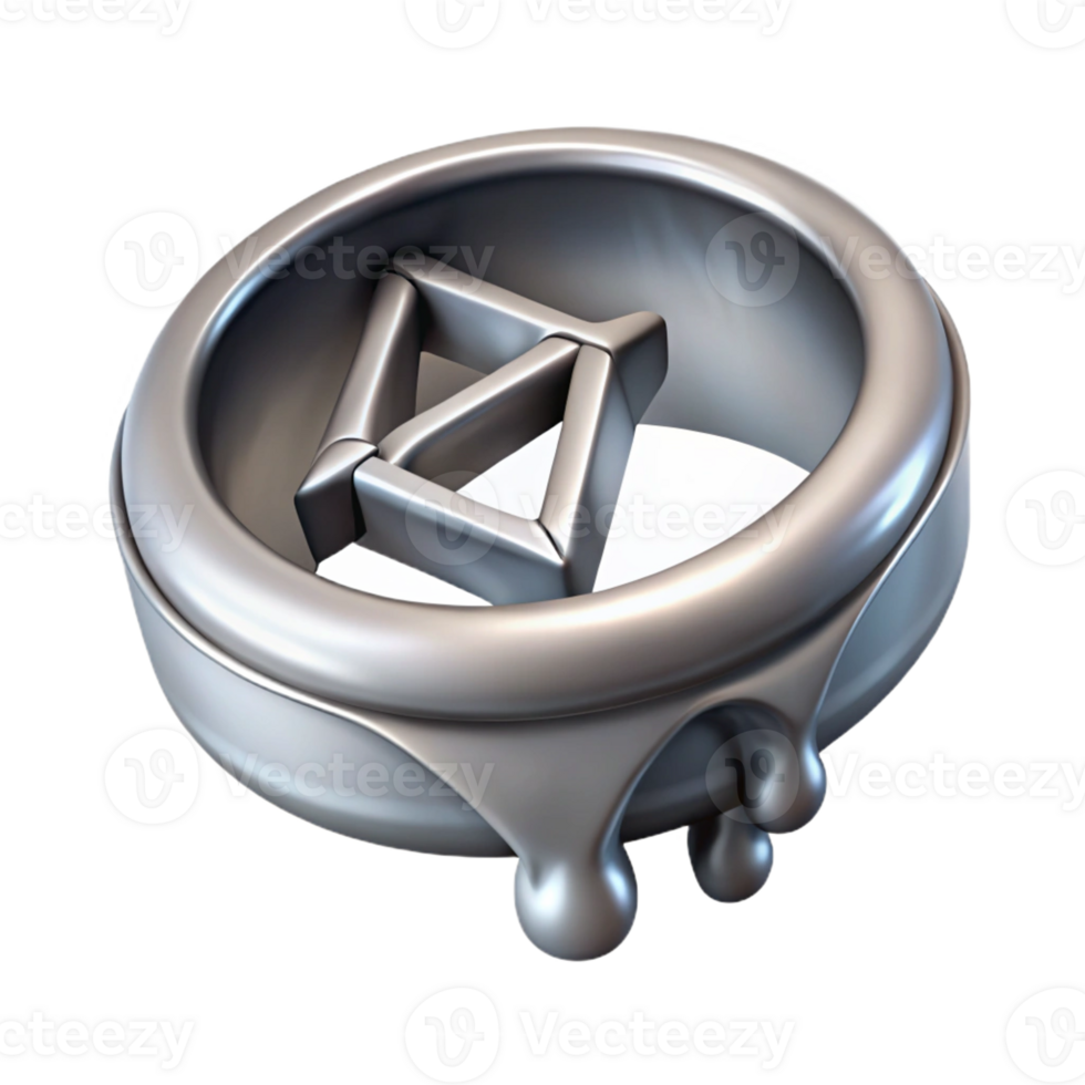 magnificent intense bohemian Concept art style, isolated cutout of a single, gleaming silver Draupnir ring, dripping with Norse runes with Transparent Background high resolution png