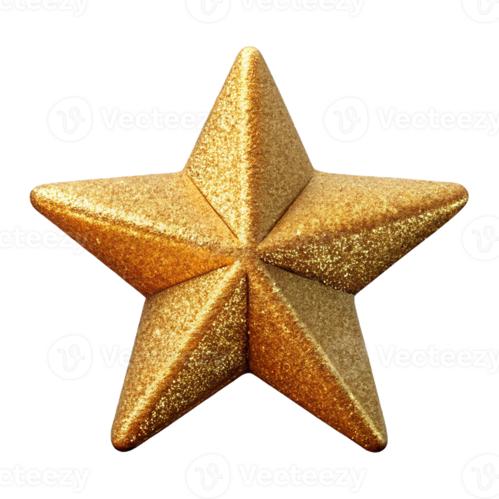 timeless coastal A stylized star icon, five-pointed, made of sparkling gold glitter with Transparent Background artisan png
