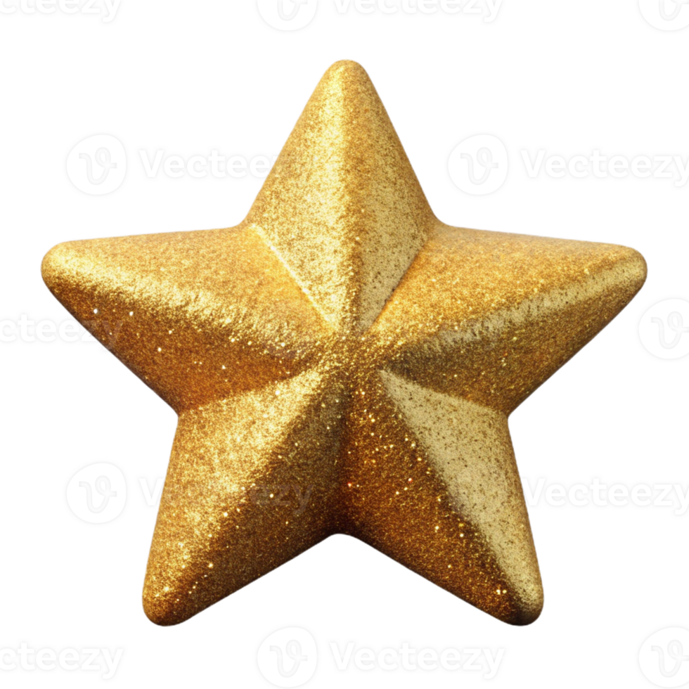 magnificent unforgettable A stylized star icon, five-pointed, made of sparkling gold glitter with Transparent Background png