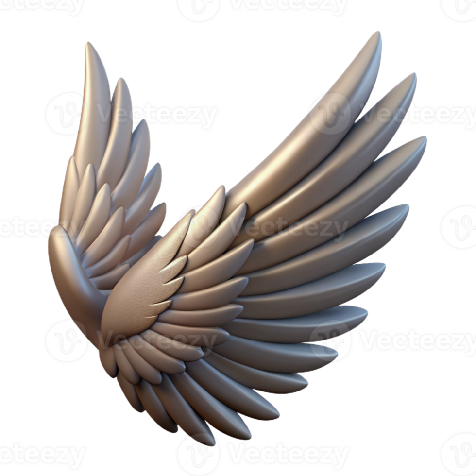glorious iconic Professional render, hyper-specific, isolated cutout of a single, feathered Griffin wing, fully extended with Transparent Background png