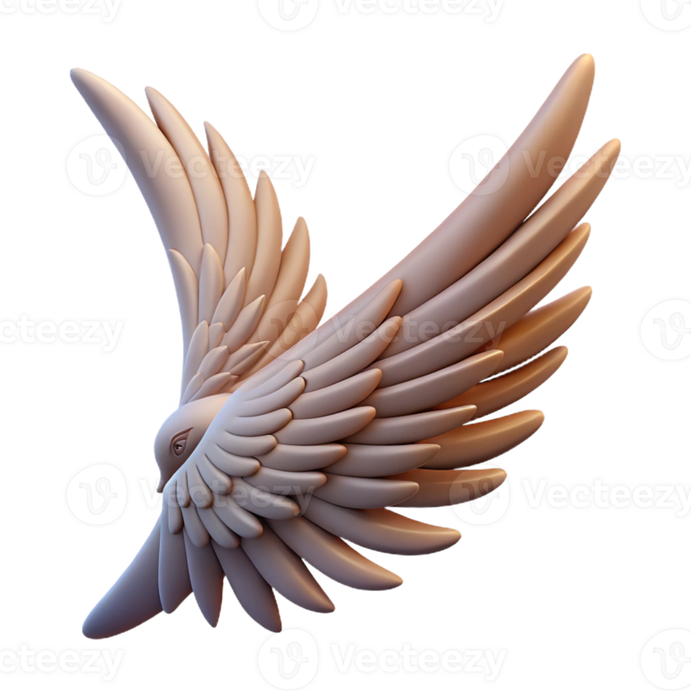 impressive avant-garde Professional render, hyper-specific, isolated cutout of a single, feathered Griffin wing, fully extended with Transparent Background luxury png
