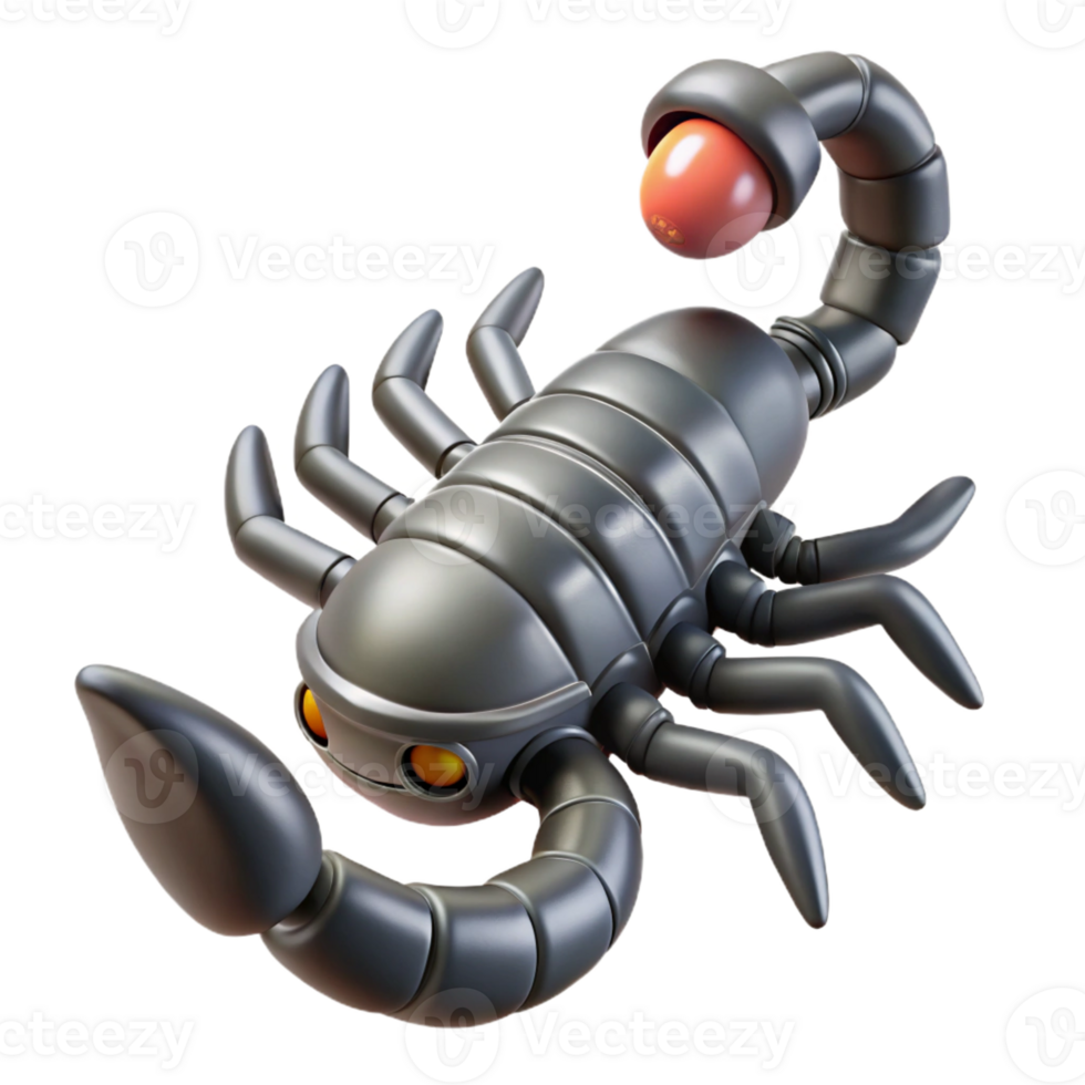 inspired creative Concept art style, isolated cutout of a biomechanical scorpion tail with a venomous stinger and pressure sensors with Transparent Background luxury png
