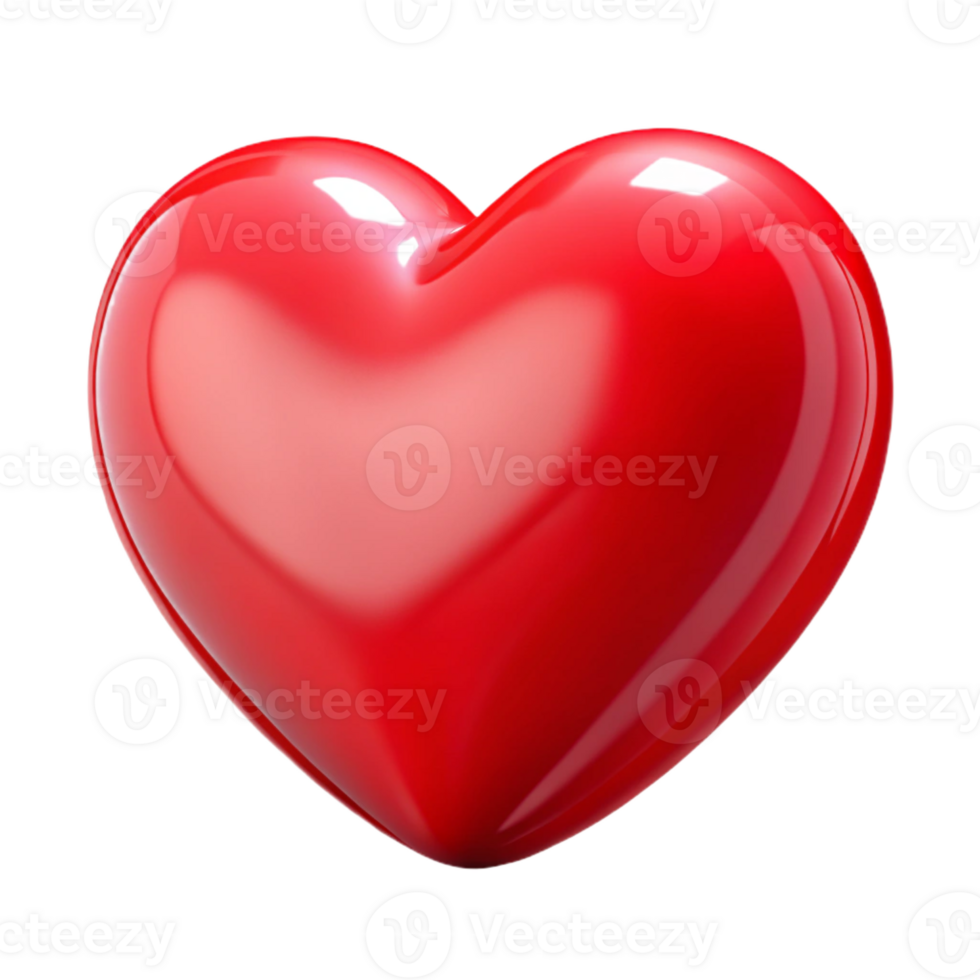 striking dreamy vintage A stylized heart icon, made of bright red, with a glossy finish with Transparent Background premium png