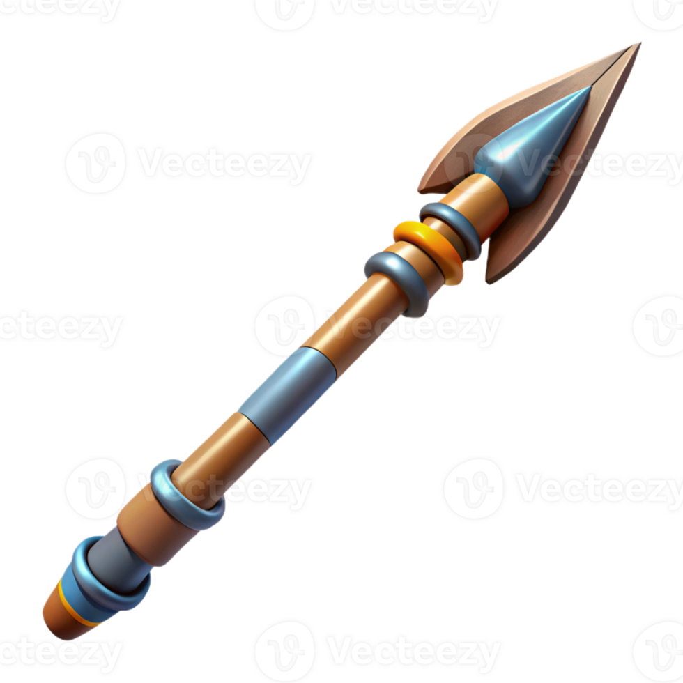 gorgeous rustic Professional render of a photorealistic isolated cutout, ultra-detailed tribal spear with intricate carvings with Transparent Background 8K png