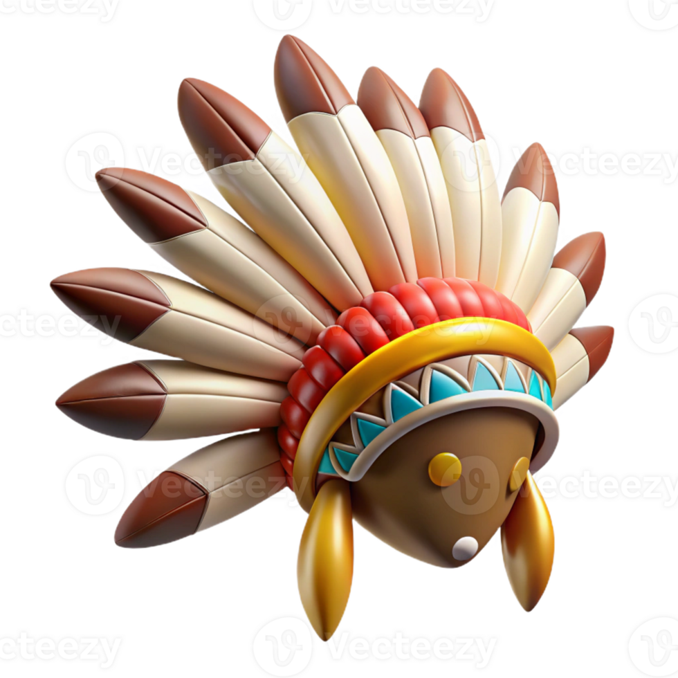 mysterious sumptuous Photorealistic ultra-detailed isolated cutout of a tribal warrior's feathered headdress, hyper-specific, professional render with Transparent Background top-tier png