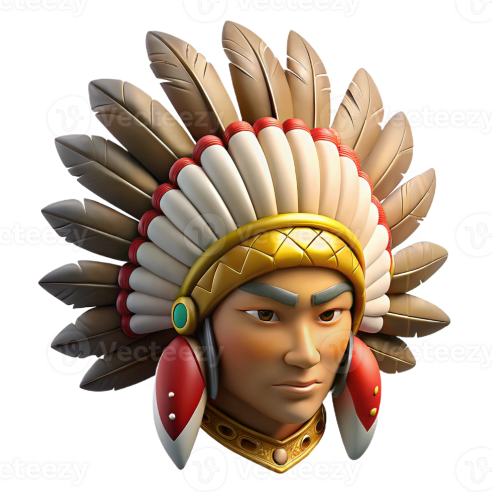 celebrated abstract Photorealistic ultra-detailed isolated cutout of a tribal warrior's feathered headdress, hyper-specific, professional render with Transparent Background studio quality png