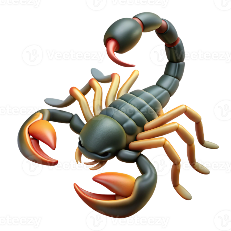 mysterious spectacular Scorpion, raised tail, venomous stinger with Transparent Background impeccable png