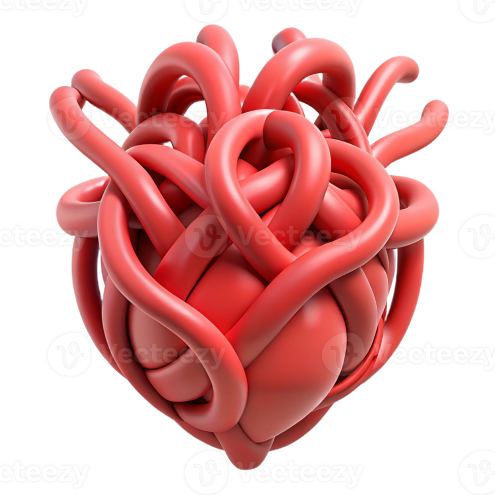 impressive quintessential A stylized human heart made of intertwined vines with Transparent Background png